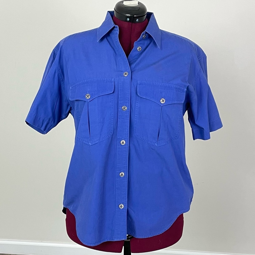 Lizsport 100% Cotton Button Up Top Size Medium